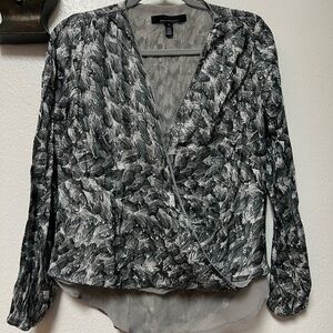 White House Black Market Black and Gray Blouse